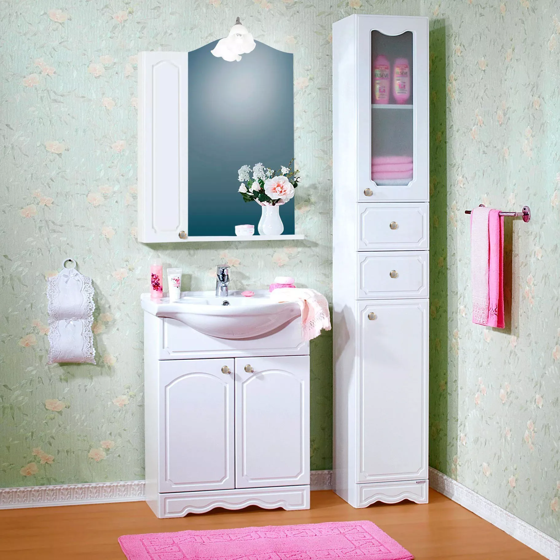 Мебель для ванной Бриклаер Лючия 70 белый глянец, цвет белый глянцевый - фото 1
