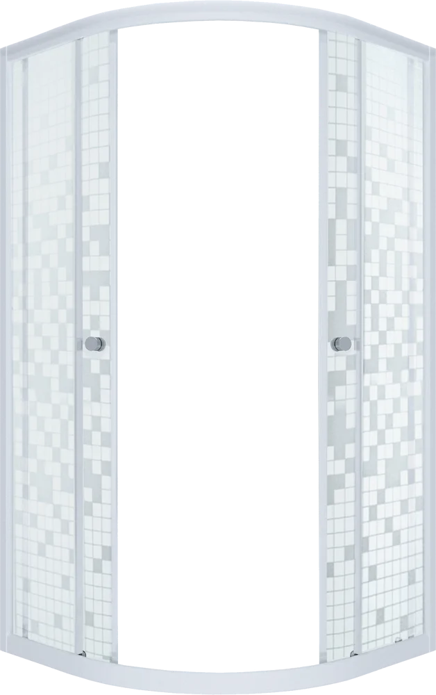 Душевой уголок Triton Стандарт 100х100 профиль белый стекло с узором мозаика Щ0000026699 - фото 1