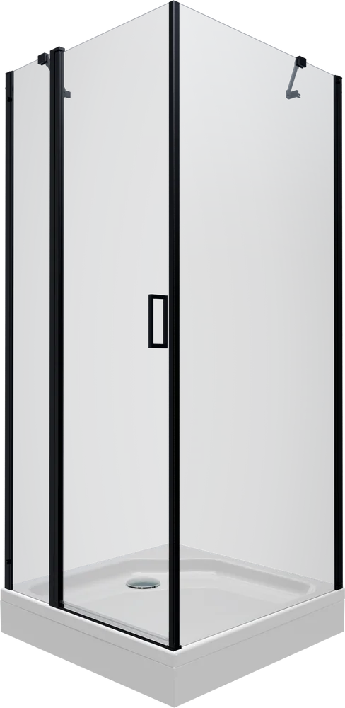 Душевой уголок Triton Йота 90х90 с поддоном профиль черный стекло прозрачное Щ0000054037 - фото 1