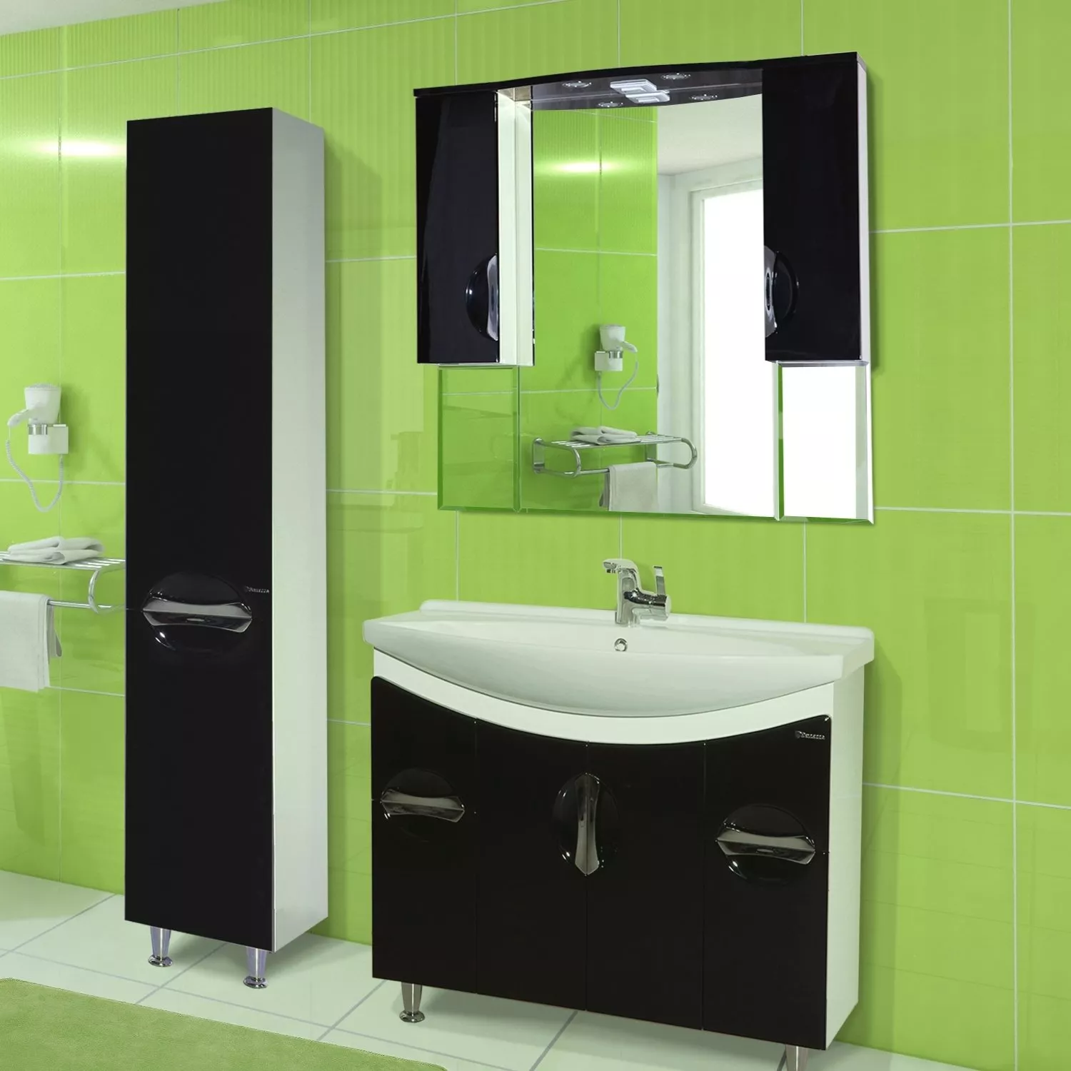 Мебель для ванной Bellezza Лагуна 105 черная, размер 106, цвет белый - фото 1