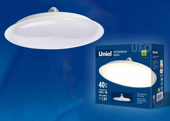 

Лампа светодиодная Uniel E27 40W 3000K матовая LED-U220-40W/3000K/E27/FR PLU01WH UL-00004573