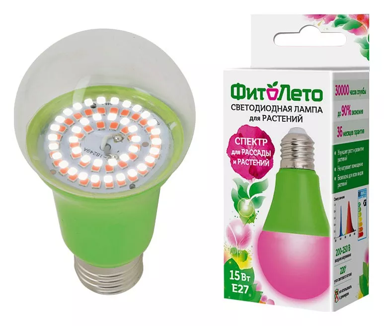 Лампа светодиодная для растений Uniel E27 15W прозрачная LED-A60-15W/SPSB/E27/CL PLP30GR UL-00004582 - фото 1