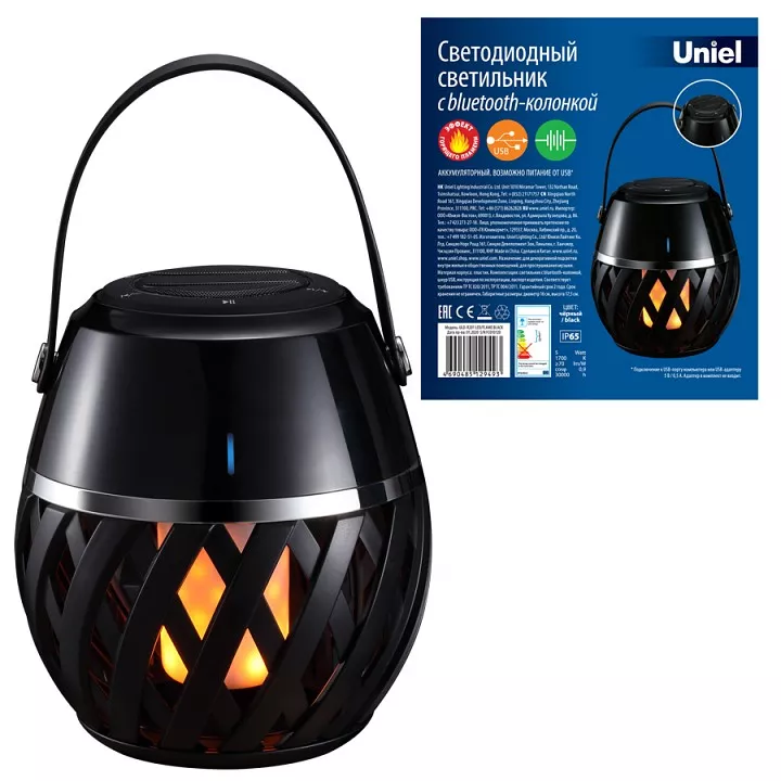 Переносной светодиодный фонарь Uniel аккумуляторный ULD-R201 LED/Flame Black UL-00006768 - фото 1