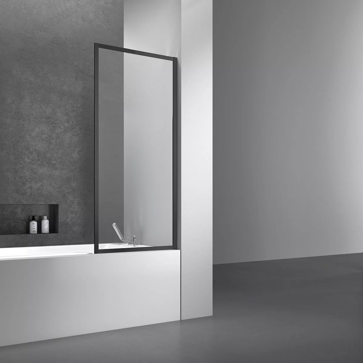 Шторка на ванну Vincea 70х140 профиль черный стекло прозрачное