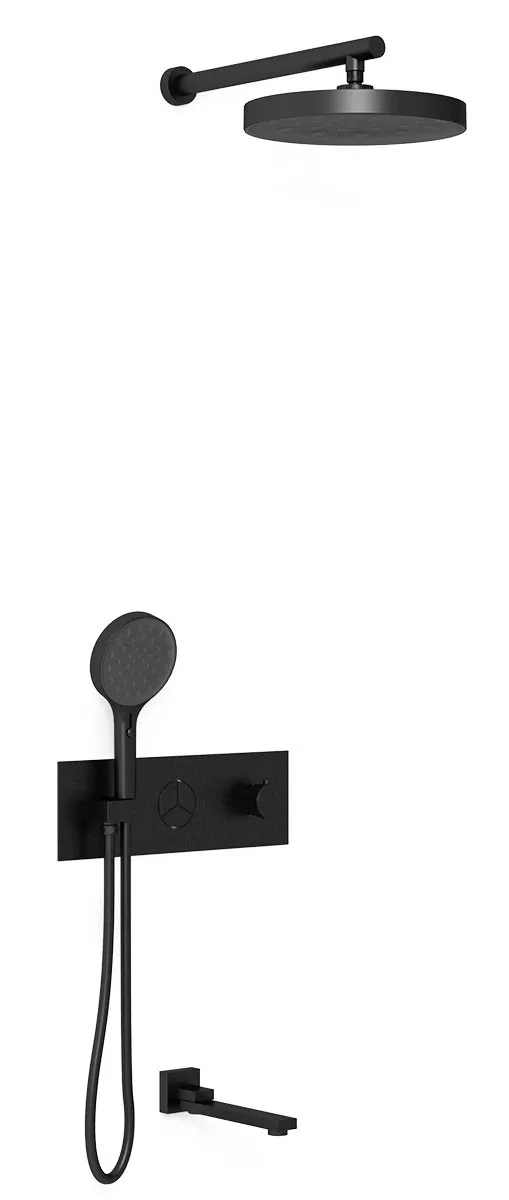 Душевой комплект Vincea Inspire с термостатом черный матовый VSFW-432TI2MB - фото 1