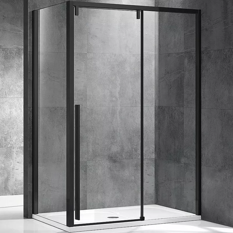 Душевой уголок Vincea Lugano 140х100 черный стекло прозрачное VSR-1L1014CLB-1 - фото 1