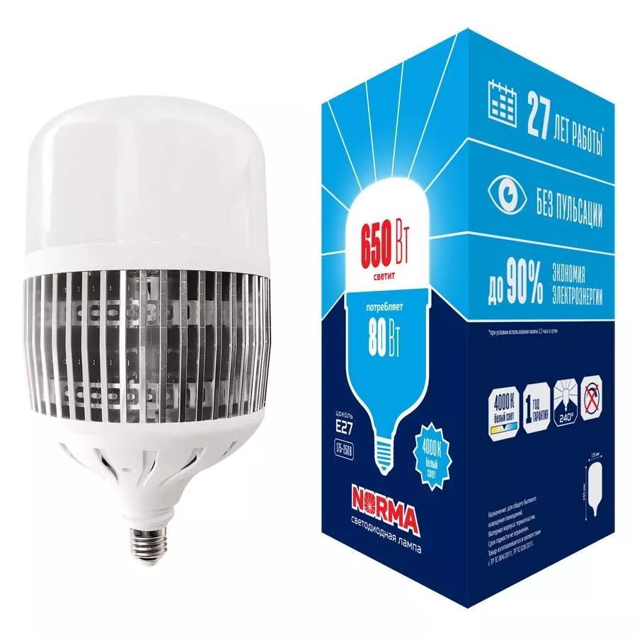 

Лампа LED сверхмощная Volpe E27 80W 4000K матовая LED-M80-80W/4000K/E27/FR/NR UL-00006795