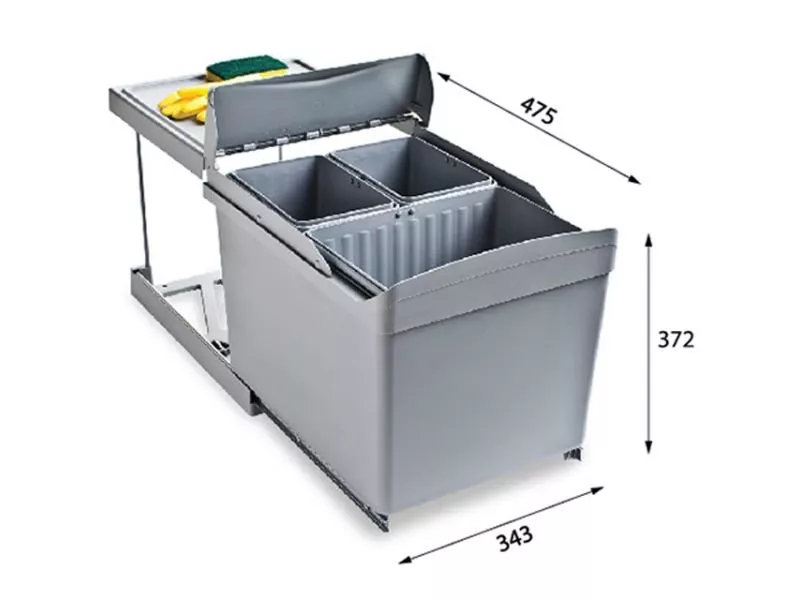 Система сортировки мусора ALBIO 30 1X16 L+2X7,5 L ALVEUS, 1090337 - фото 1