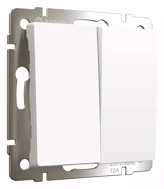 Выключатель двухклавишный Werkel белый матовый W1120061 4690389184611 - фото 1