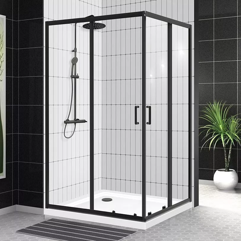 

Душевой уголок BelBagno Uno-195 AH 2 120/100 C Nero профиль черный, стекло прозрачное